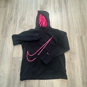 Nike Black Hoodie with Vibrant Pink Swoosh